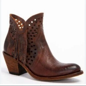 Shyanne Brown Ankle Boots with Fringe